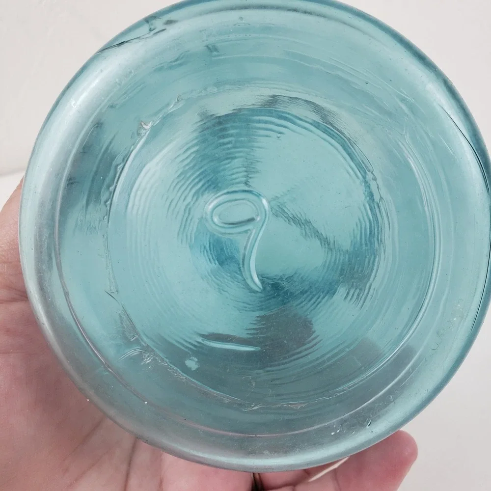 Vintage Ball Ideal Aqua Blue Glass Canning Jar Patent July 14 1908 Wire Bail Lid